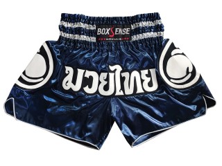 กางเกงมวยไทย บ็อกเซนส์ : BXS-101-สีกรมท่า