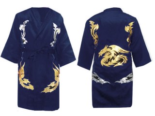 สั่งทำเสื้อคลุมมวยไทย ปักชื่อได้ : KNFIR-201-สีกรมท่า