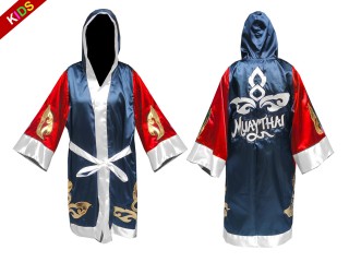 เสื้อคลุมมวยไทยสำหรับเด็ก แบรนด์คะนอง ปักชื่อได้ : รุ่น143-สีแดง-กรมท่า