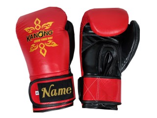 สั่งทำนวมชกมวยหนังแท้ ปักชื่อข้อมือ : KNGCUST-R-419