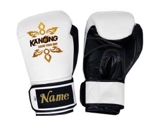 สั่งทำนวมมวยหนังแท้ ปักชื่อข้อมือ : KNGCUST-R-420