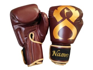 สั่งทำนวมมวยหนังแท้ ปักชื่อข้อมือ : KNGCUST-R-423