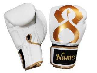 สั่งทำนวมมวยหนังแท้ ปักชื่อข้อมือ : KNGCUST-R-425