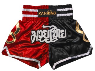กางเกงมวยไทย กางเกงนักมวย Kanong : KNS-143-แดง-ดำ