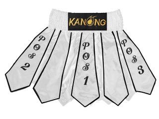 กางเกงมวยไทยปักชื่อ : KNSCUST-1170-สีขาว