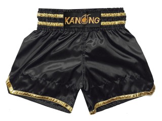 กางเกงมวยไทยปักชื่อ : KNSCUST-1278-ดำ