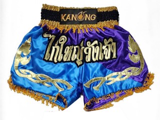 กางเกงมวยไทย สั่งทำ : KNSCUST-1292-ฟ้า-ม่วง