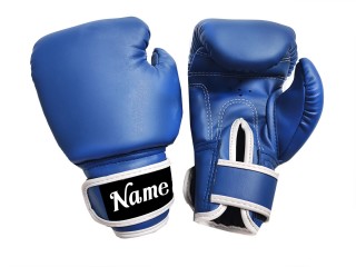 สั่งทำนวมชกมวยเด็ก ปักชื่อข้อมือ : KNGCUST-KIDS-437 สีน้ำเงิน