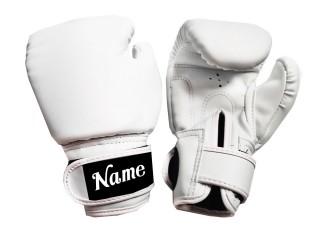 สั่งทำนวมชกมวยเด็ก ปักชื่อข้อมือ : KNGCUST-KIDS-439 สีขาว