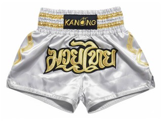กางเกงมวยไทย กางเกงนักมวย Kanong : KNS-121-เงิน
