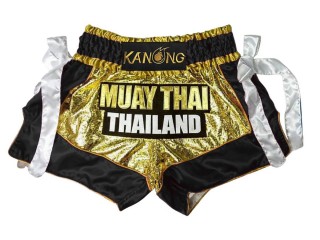 กางเกงมวยไทย กางเกงนักมวย Kanong : KNS-152-ทอง-ดำ