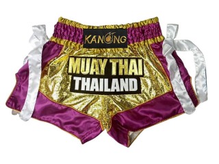 กางเกงมวยไทย กางเกงนักมวย Kanong : KNS-152-ทอง-ม่วง