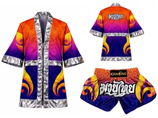 สั่งทำของขวัญไทย เสื้อคลุมและกางเกงมวยไทย : SET-507