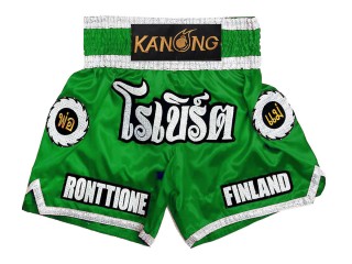 กางเกงมวยไทยปักชื่อ : KNSCUST-1242-เขียว