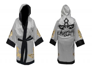 เสื้อคลุมมวยไทย KANONG Boxing Robe ปักชื่อได้ : KNFIR-143-สีเงิน