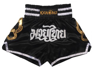 กางเกงมวยไทย กางเกงนักมวย Kanong : KNS-143-สีดำ