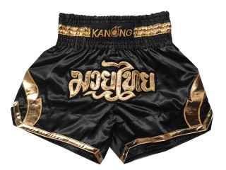 กางเกงมวยไทย กางเกงนักมวย Kanong : KNS-144-สีดำ-สีทอง