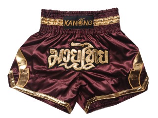 กางเกงมวยไทย กางเกงนักมวย Kanong : KNS-144-สีเลือดหมู
