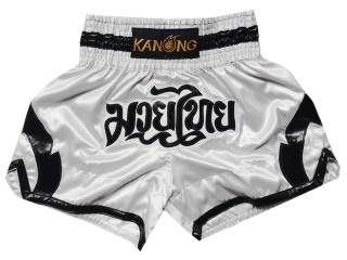 กางเกงชกมวย กางเกงนักมวย Kanong : KNS-144-สีขาว