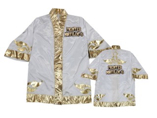 เสื้อคลุมมวยไทย KANONG Boxing Robe ปักชื่อได้ : สีขาว/ทอง