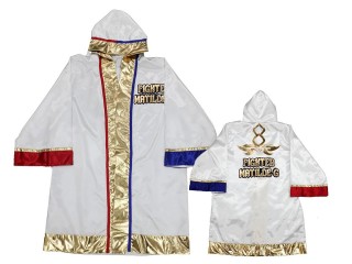 เสื้อคลุมมวยไทย KANONG Boxing Robe ปักชื่อได้ : KNFIRCUST-003 สีขาว 