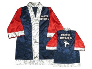 เสื้อคลุมมวยไทย KANONG Boxing Robe ปักชื่อได้ : KNFIRCUST-004 สีกรม/แดง