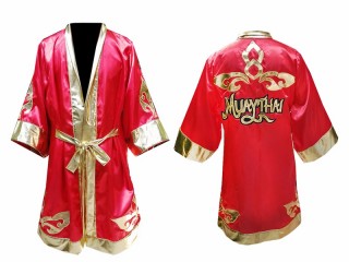 เสื้อคลุมมวยไทย แบรนด์คะนอง ปักชื่อได้ : สีแดงลายไทย