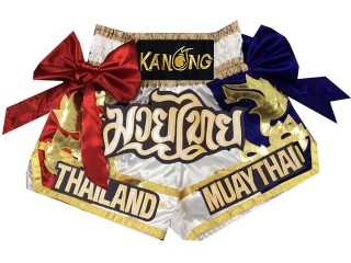 กางเกงมวยไทย กางเกงมวย Kanong : KNS-128-ขาว