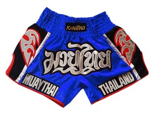 กางเกงชกมวยไทย กางเกงมวย เอวต่ำ Kanong : KNSRTO-207-น้ำเงิน