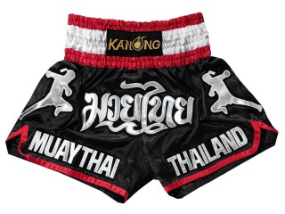 กางเกงมวยไทย กางเกงมวยลายนักสู้ : KNS-133-ดำ