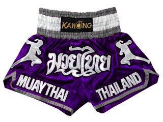กางเกงต่อสู้ กางเกงมวยลายนักสู้ : KNS-133-ม่วง