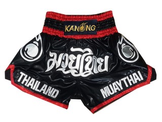 กางเกงมวยไทยสำหรับเด็ก Kanong : KNS-118-ดำ