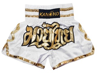 กางเกงมวยไทย กางเกงมวย สำหรับเด็ก Kanong : KNS-121-ขาว