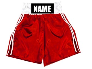 กางเกงมวยสากลปักชื่อ กางเกงบ็อกซิ่งสั่งทำ : KNBSH-026-แดง