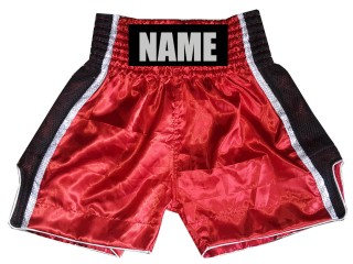 กางเกงมวยสากลปักชื่อ กางเกงบ็อกซิ่งสั่งทำ : KNBSH-027-แดง