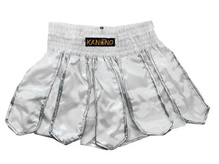 กางเกงมวยไทย กางเกงนักมวย Kanong : KNS-139 ขาว