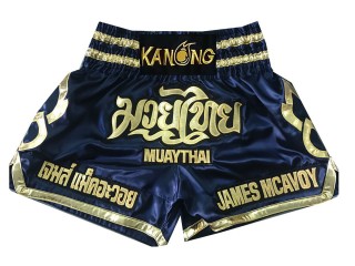 กางเกงมวยไทยปักชื่อสีกรม แบรนด์คะนอง : KNSCUST-1002