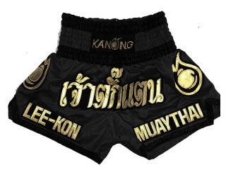 สั่งทำกางเกงมวย กางเกงมวยปักชื่อ : KNSCUST-1018 สีดำ