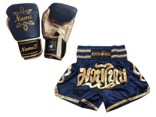 นวมมวยไทย + กางเกงมวยปักชื่อ : KNSETCUST-001