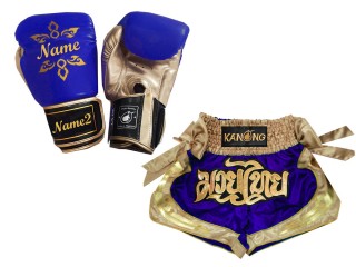 นวมมวยไทย + กางเกงมวยปักชื่อ : KNSETCUST-005