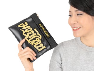 กระเป๋า Clutch ดีไซน์มวยไทย by KANONG : สีดำ/ทอง ขนาด A5